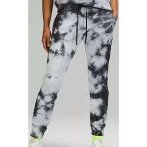LULULEMON warm down TIE DYE black white JOGGERS SWEAT PANTS sz 6